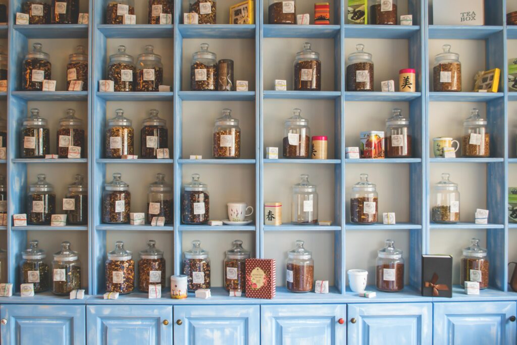 Various Teas on shelves